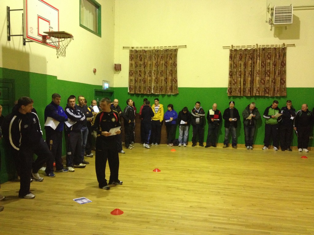 Roger talking coaches through benefits of Activate GAA Warm Up 