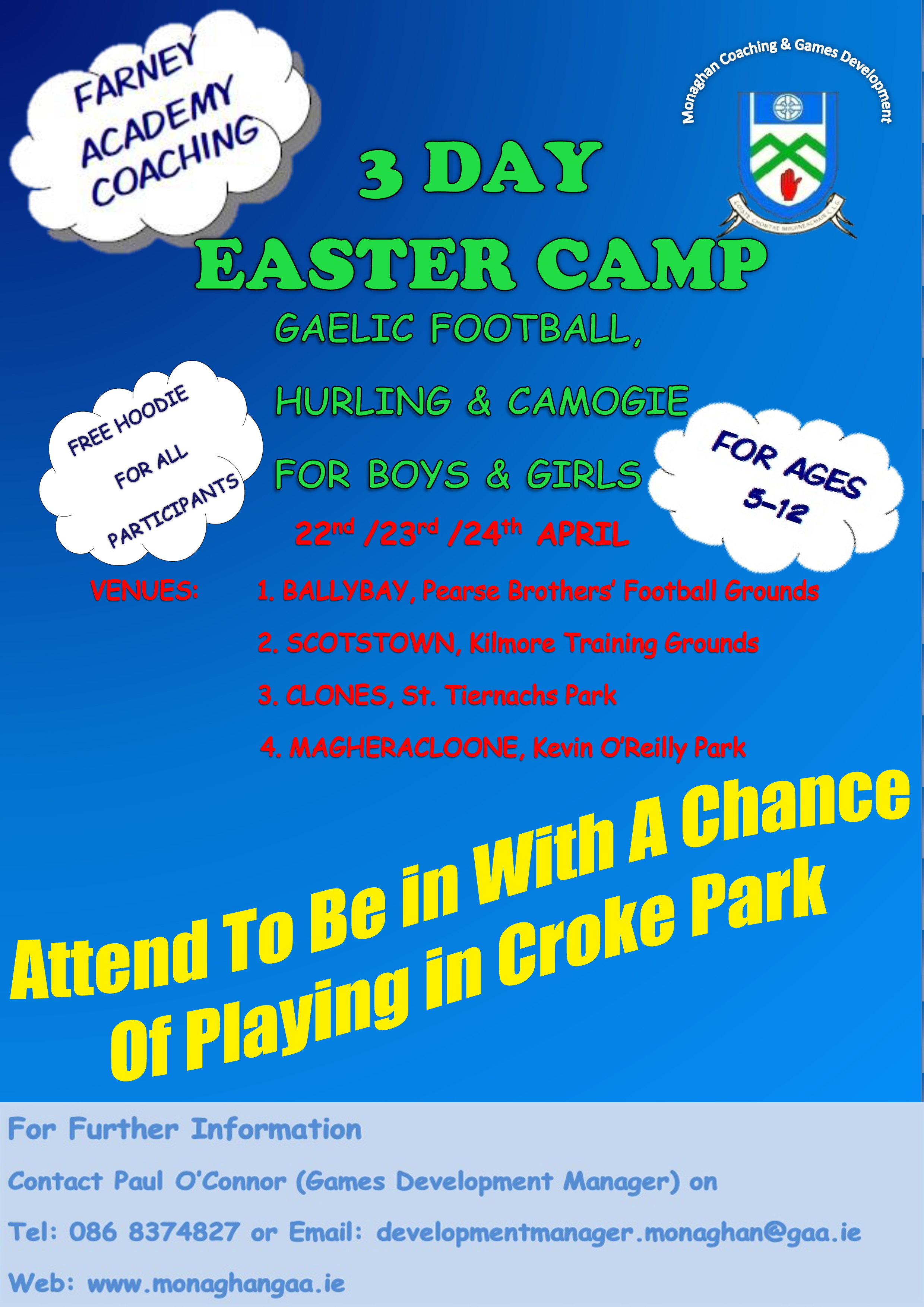 Attend Farney Academy Easter Camp for Chance To Play In Croke Park