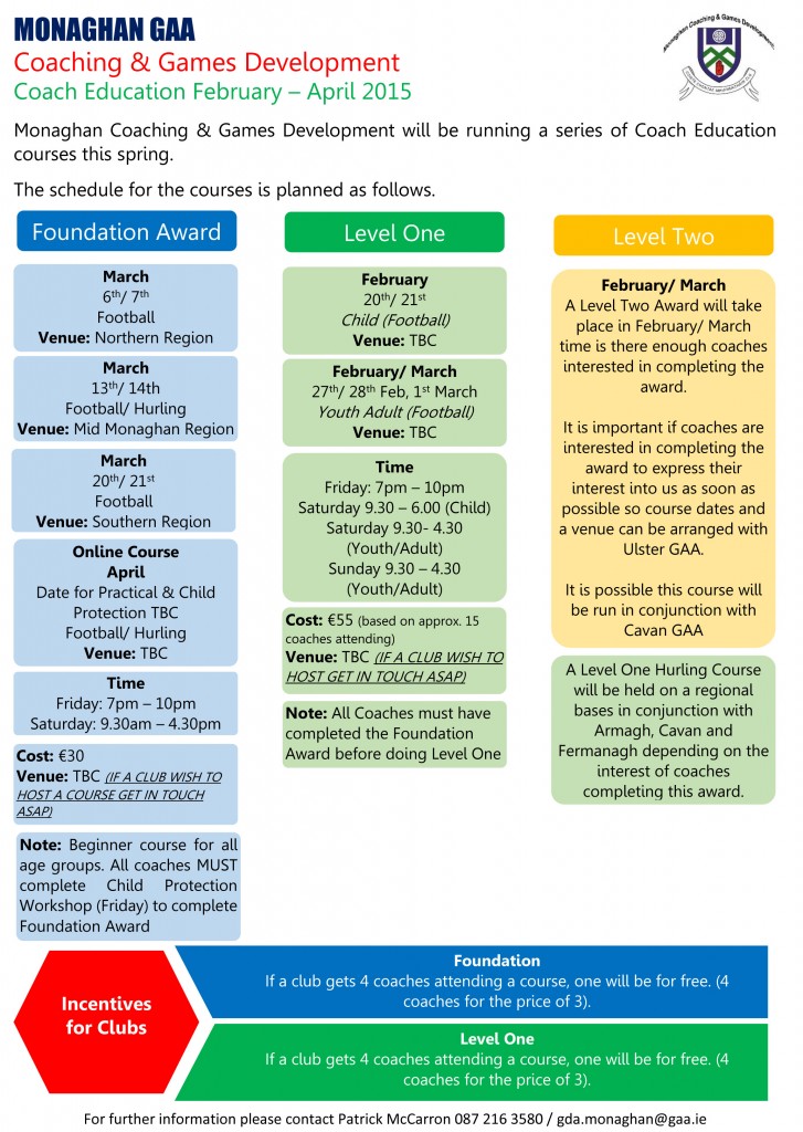 Coach Education and Workshops Programme February - April 2015-1