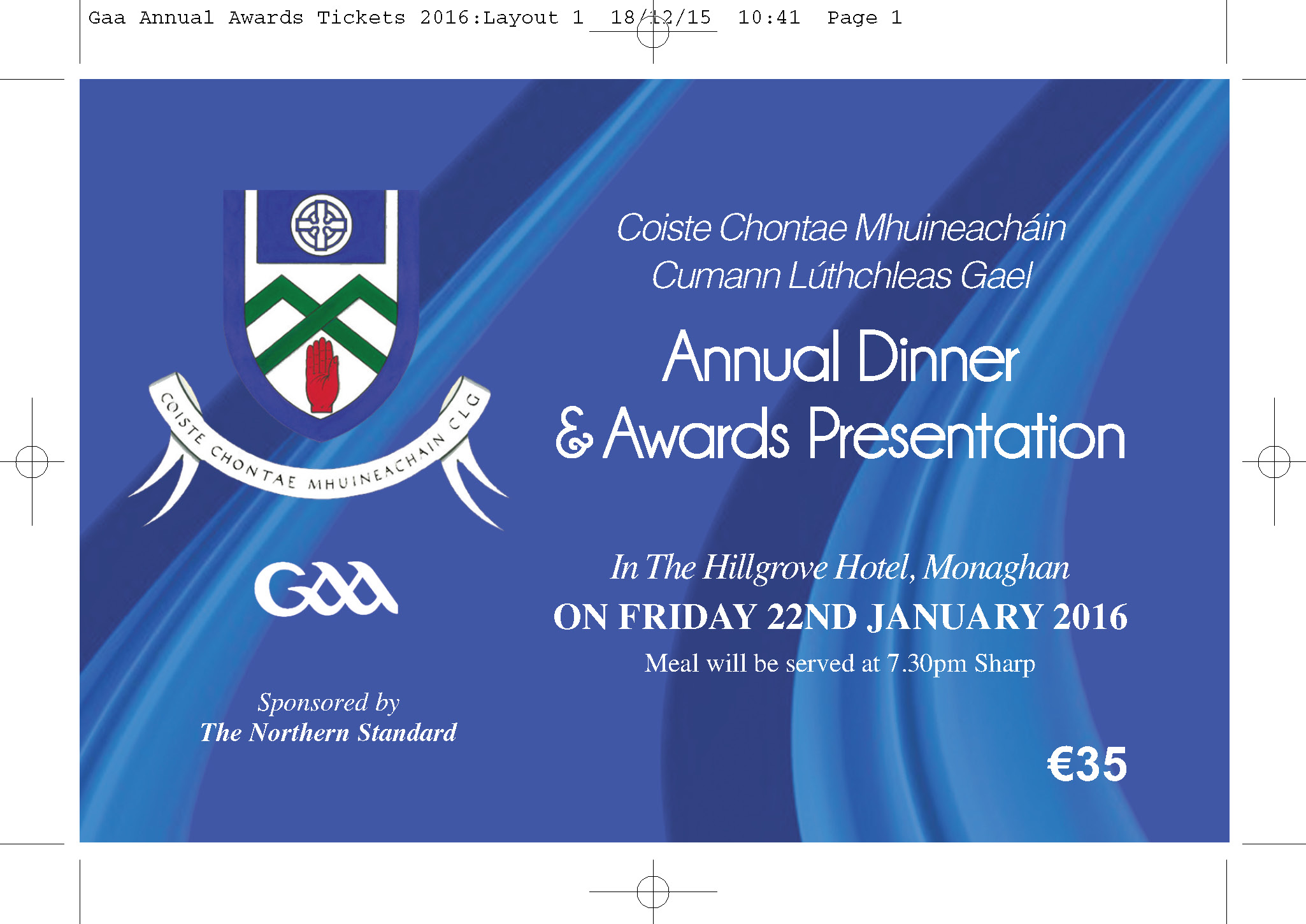 Co. Awards Night – Friday 22nd January