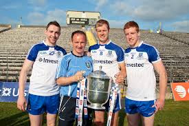 Owen Lennon with Anglo Celt and fellow Latton Team Mates - Owen Duffy, Finbarr Fitzpatrick and Kieran Duffy in the aftermath of the 2013 Ulster Final win
