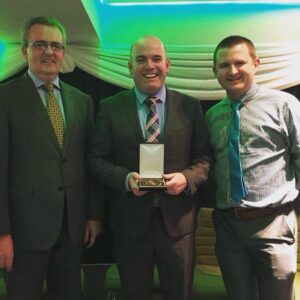 Fintan Mc Tiernan, Noel Duffy and John Holland at the MacNamee Awards held in Croke Park on Friday February 8th 2016