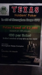 Our Poker Classic takes place on Saturday night.