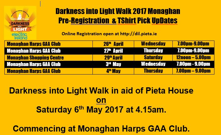 Darkness into Light Pre-Registration Dates