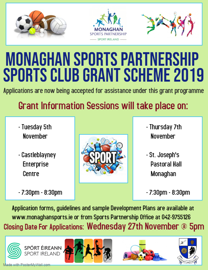 Monaghan Sports Partnership Sports Club Grant Programme 2019