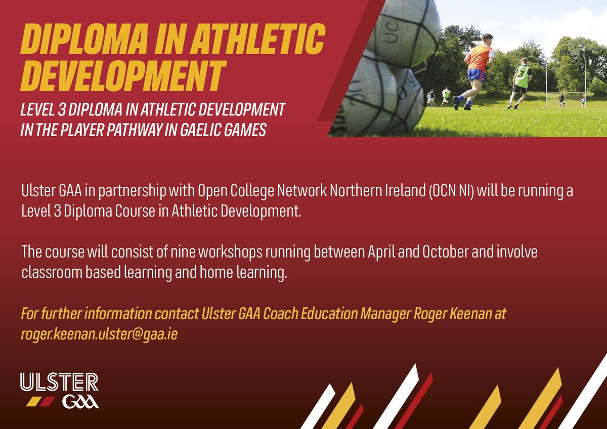 Diploma in Athletic Development Course with Ulster Council
