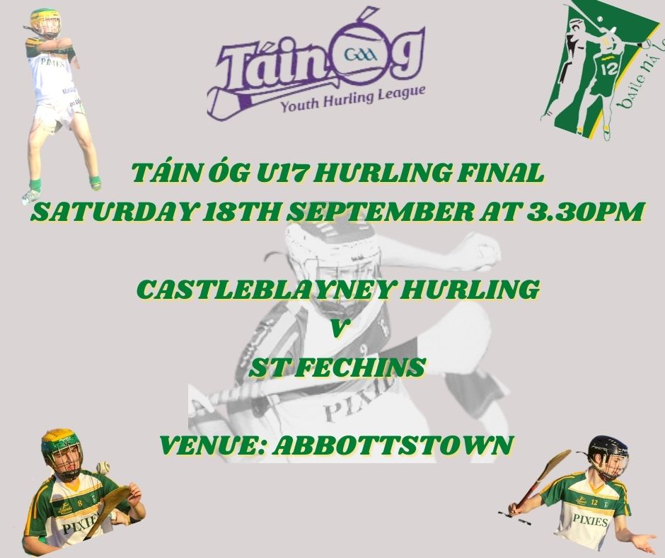 Best of Luck to the Castleblayney Hurling Team in the Tain Og Final on Saturday