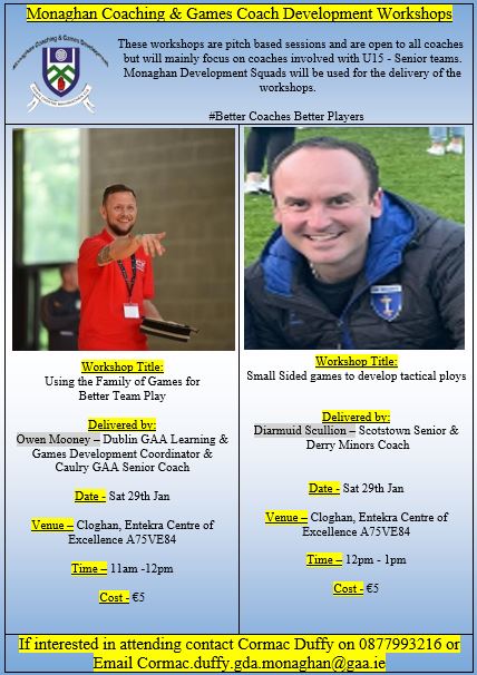 Upcoming Monaghan Coaching & Games Coach Development Workshops