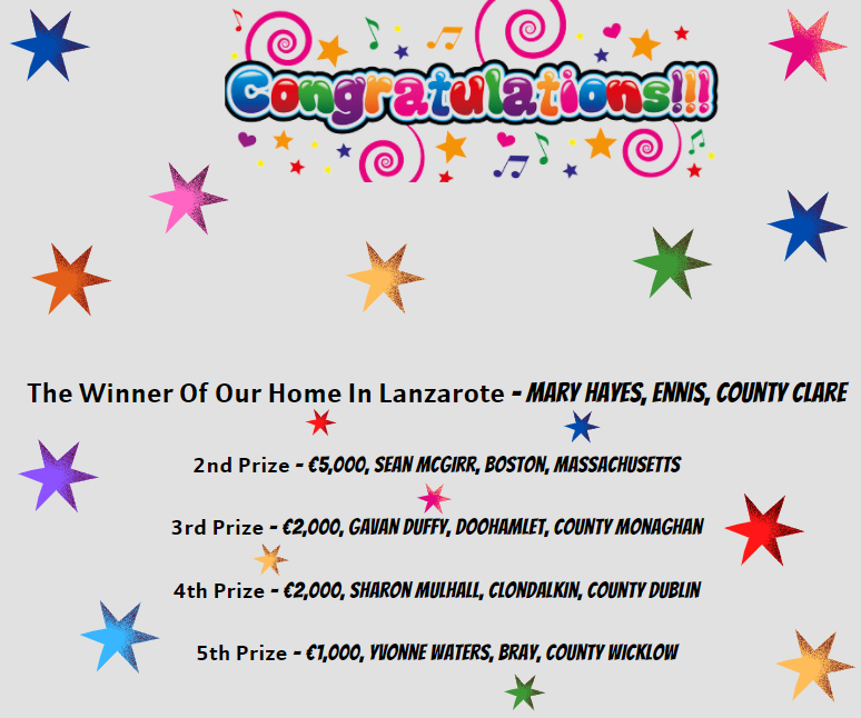 Massive Congratulations to our Win A Home In Lanzarote Winners