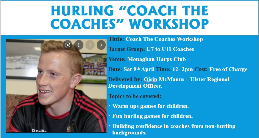 Upcoming Hurling Coach the Coaches Workshop