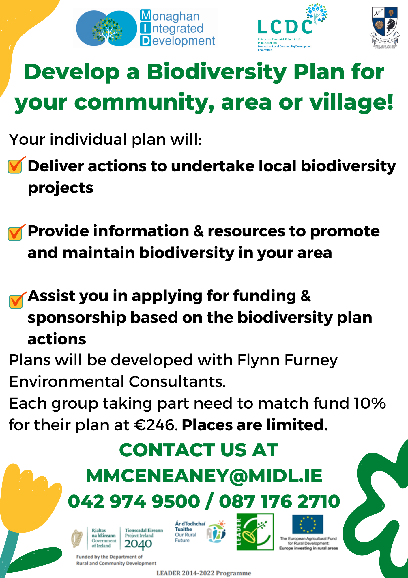 Develop a Biodiversity Plan for your community, area or village with Flynn Furney Environmental Consultants!