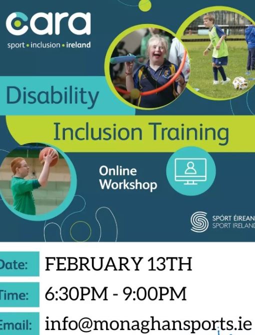 Disability Inclusion Training Workshop: Monday 13th February 6:30pm – 9:00pm